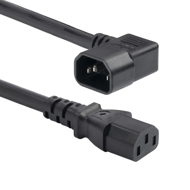 StarTech.com 6ft (1.8m) Heavy Duty Power Cord, Right Angle IEC 60320 C14 to IEC 60320 C13, PDU Power Cord, 15A 250V, 14AWG, Heavy Gauge Power Cable - UL Listed Components 065030901406