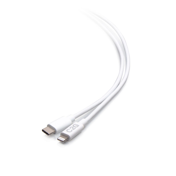 C2G 3ft (0.9m) USB-C® Male to Lightning Male Sync and Charging Cable - White 757120545583