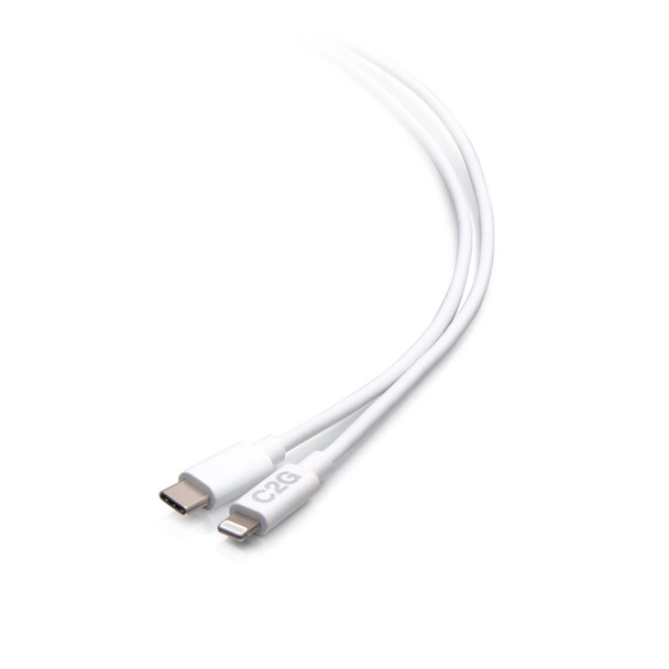 C2G 10ft (3m) USB-C® Male to Lightning Male Sync and Charging Cable - White 757120545606