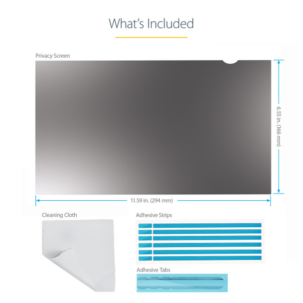 StarTech.com 13.3in Laptop Privacy Screen - Anti-Glare Privacy Filter for Widescreen (16:9) Displays - Laptop Monitor Screen Protector with 51% Blue Light Reduction - Reversible Matte/Glossy Sides 65030899253