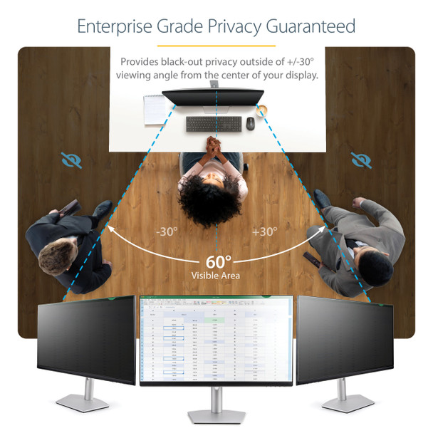 StarTech.com 28-inch 16:9 Computer Monitor Privacy Filter, Anti-Glare Privacy Screen w/51% Blue Light Reduction, Monitor Screen Protector w/+/- 30 Deg. Viewing Angle 65030900591