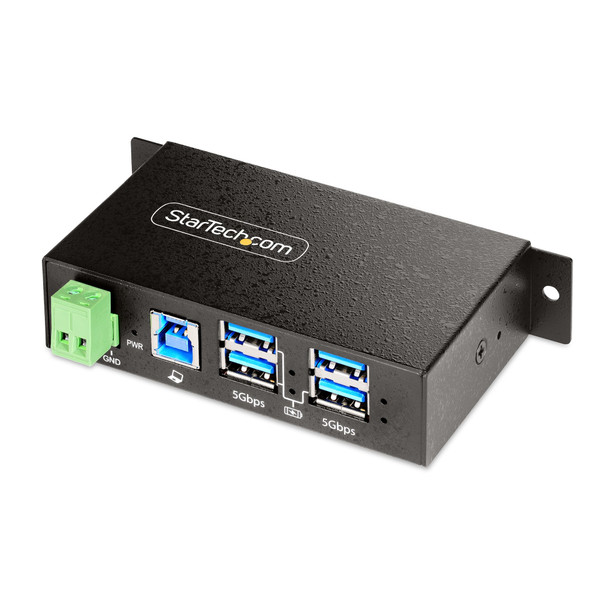 StarTech.com 5G4AINDRM-USB-A-HUB interface hub USB 3.2 Gen 1 (3.1 Gen 1) Type-B 5000 Mbit/s Black 65030898188