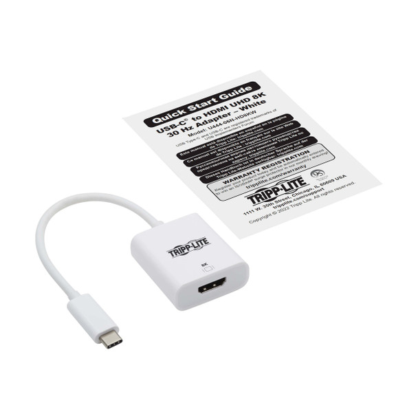 Tripp Lite U444-06N-HD8KW USB-C to HDMI Adapter (M/F) - 8K, HDR, 4:4:4, HDCP 2.3, White 37332275271