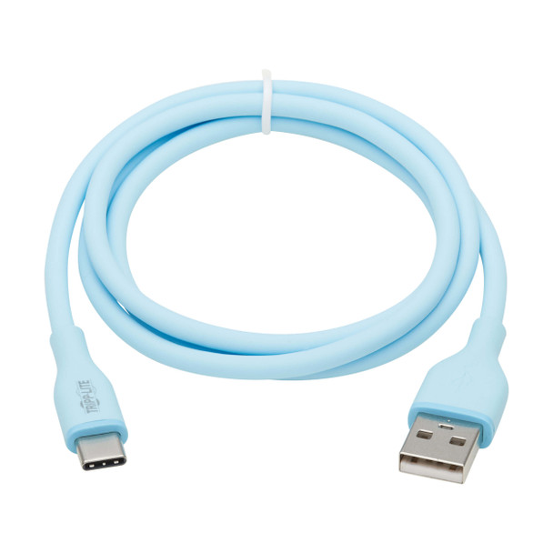 Tripp Lite U038AB-003-S-LB Safe-IT USB-A to USB-C Antibacterial Cable, USB 2.0, Ultra Flexible (M/M), Light Blue, 3 ft. (0.91 m) 37332277183