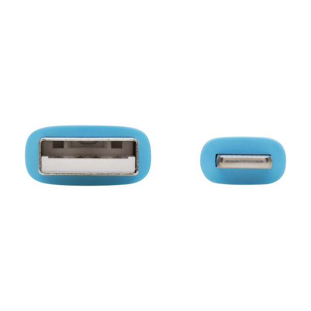 Tripp Lite M100AB-006-S-LB Safe-IT USB-A to Lightning Sync/Charge Antibacterial Cable (M/M), Ultra Flexible, MFi Certified, Light Blue, 6 ft. (1.83 m) 37332278265