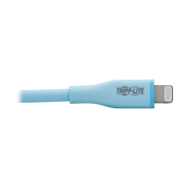 Tripp Lite M100AB-006-S-LB Safe-IT USB-A to Lightning Sync/Charge Antibacterial Cable (M/M), Ultra Flexible, MFi Certified, Light Blue, 6 ft. (1.83 m) 37332278265