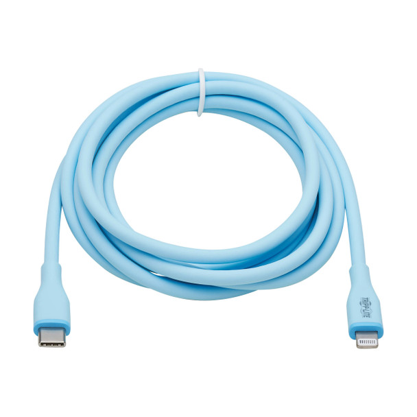 Tripp Lite M102AB-006-S-LB Safe-IT USB-C to Lightning Sync/Charge Antibacterial Cable, Ultra Flexible, MFi Certified - USB 2.0 (M/M), Light Blue, 6 ft. (1.83 m) 37332278289
