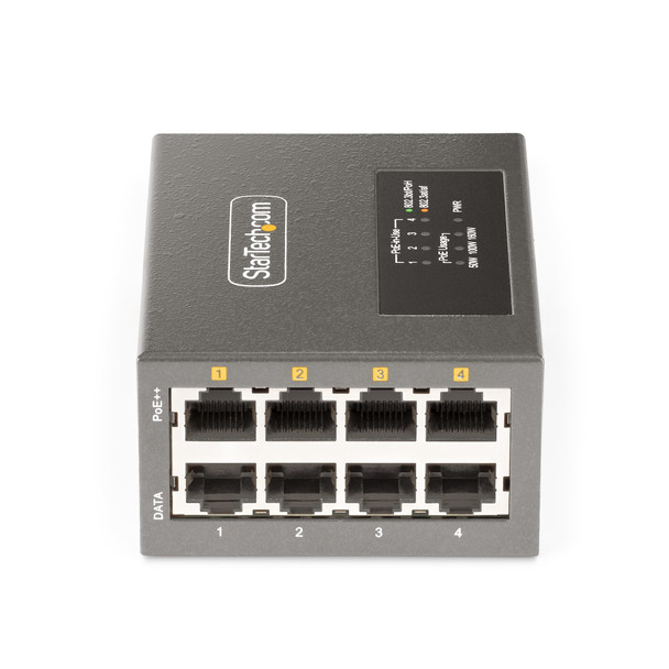 StarTech.com 4-Port Multi-Gigabit PoE++ Injector, 5/2.5G Ethernet (NBASE-T), PoE/PoE+/PoE++ (802.3af/802.3at/802.3bt), 160Watts Power Budget, Wall/DIN Rail Mountable, Unmanaged 065030900928 AS445C-POE-INJECTOR