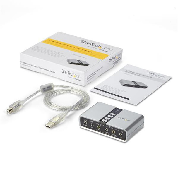 StarTech.com 7.1 USB Audio Adapter External Sound Card with SPDIF Digital Audio 46252