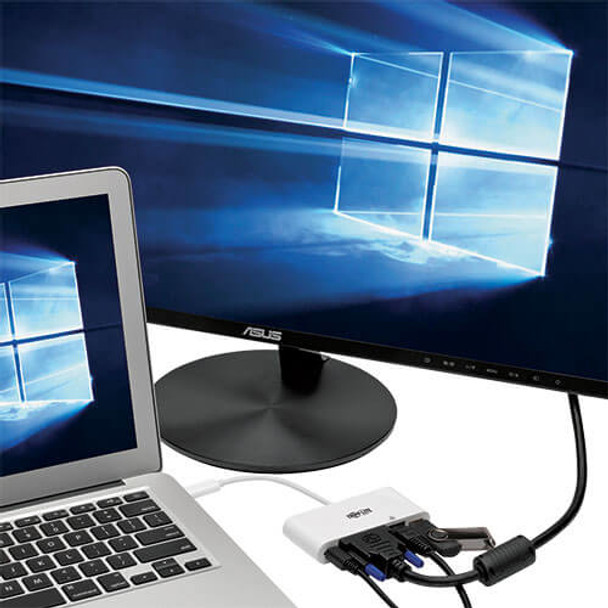 Tripp Lite USB C to DVI External Video Adapter with USB-A Hub, USB-C PD Charging & Gigabit Ethernet Ports, Thunderbolt 3 Compatible, 1920 x 1080 (1080p) 46389