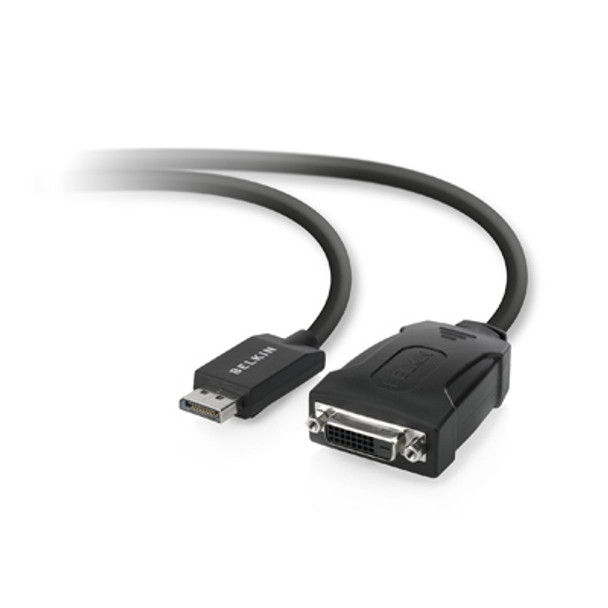 Belkin F2CD005B video cable adapter 1 x 20 pin DisplayPort 1 x 24 pin digital DVI Black 722868663981