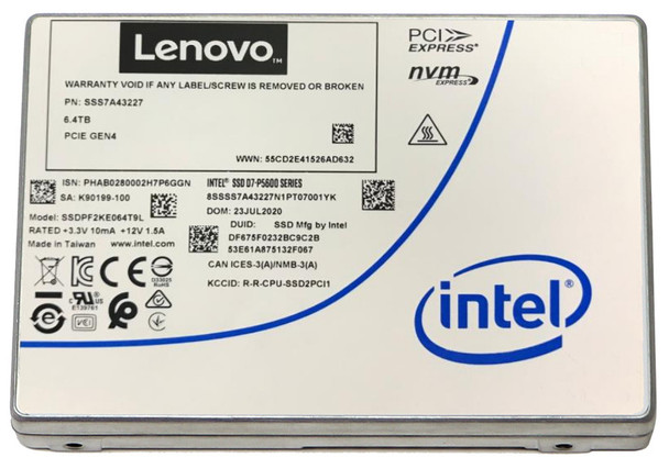 Lenovo 4XB7A17133 internal solid state drive 2.5" 6.4 TB PCI Express 4.0 TLC 3D NAND NVMe 889488587247