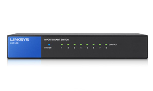 Linksys LGS108 network switch Gigabit Ethernet (10/100/1000) Black 722868997871