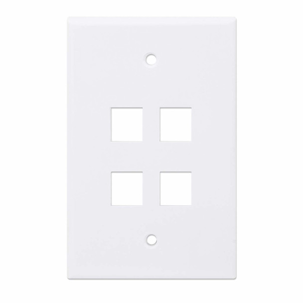 Intellinet 4-Outlet Oversized Keystone Wall Plate, White 766623772549