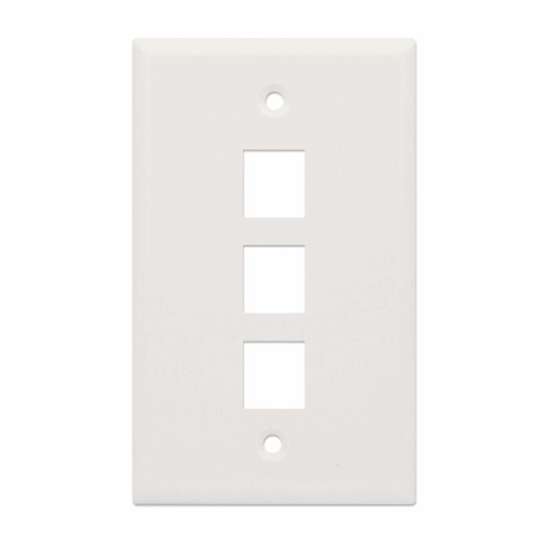 Intellinet 3-Outlet Keystone Wall Plate, Ivory 766623772488