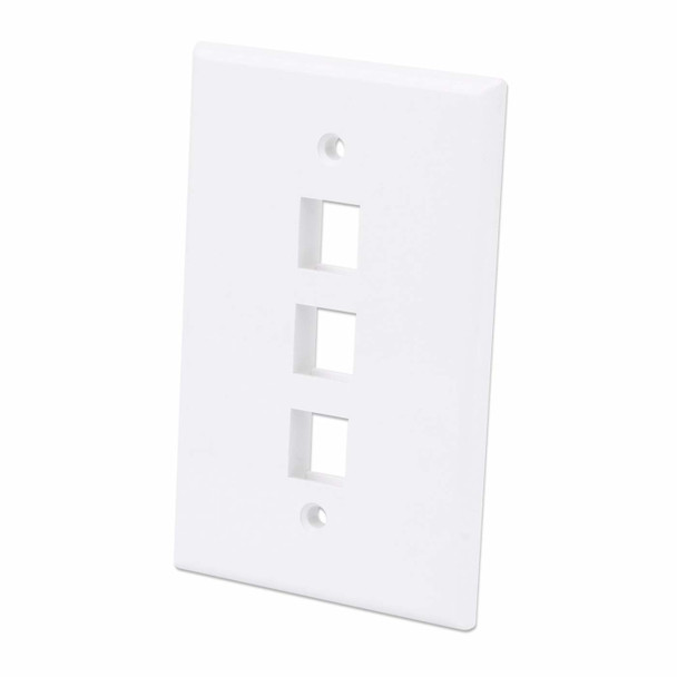 Intellinet 3-Outlet Oversized Keystone Wall Plate, White 766623772532