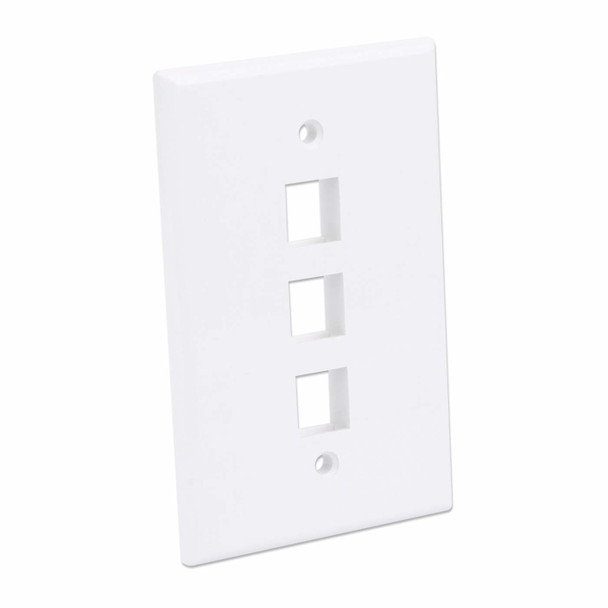 Intellinet 3-Outlet Oversized Keystone Wall Plate, White 766623772532
