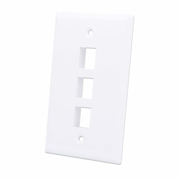 Intellinet 3-Outlet Keystone Wall Plate, White 766623772433