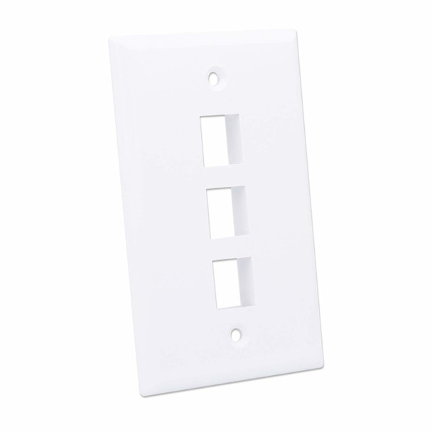 Intellinet 3-Outlet Keystone Wall Plate, White 766623772433