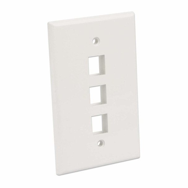 Intellinet 3-Outlet Oversized Keystone Wall Plate, Ivory 766623772587