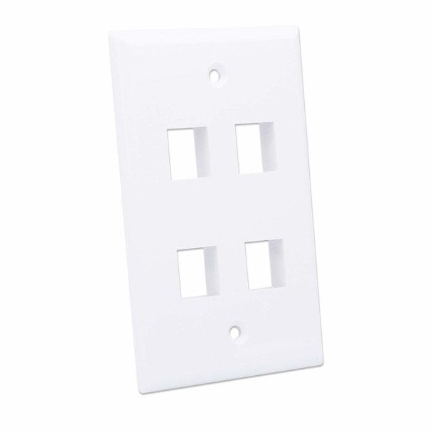Intellinet 4-Outlet Keystone Wall Plate, White 766623772440