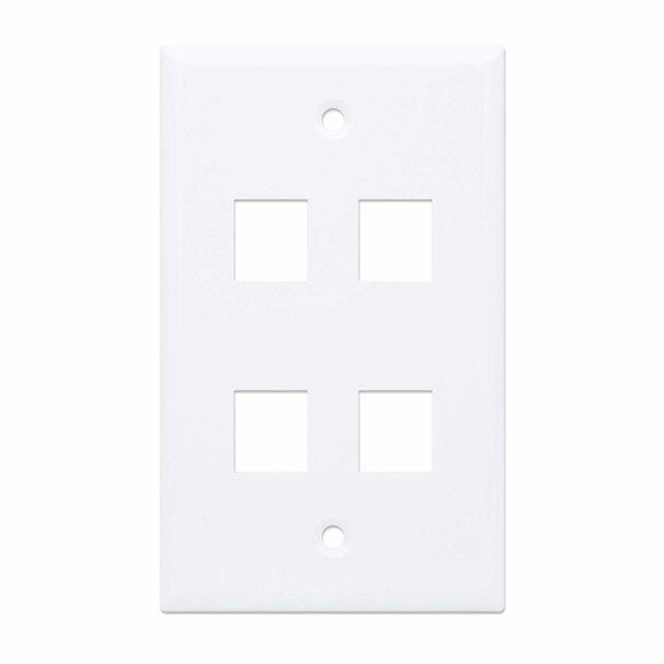 Intellinet 4-Outlet Keystone Wall Plate, White 766623772440