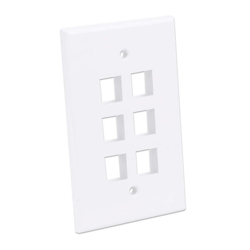 Intellinet 6-Outlet Oversized Keystone Wall Plate, White 766623772556