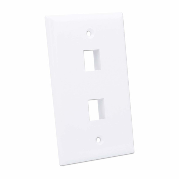 Intellinet 2-Outlet Keystone Wall Plate, White 766623772426