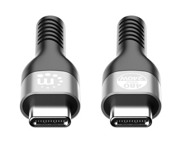 Manhattan USB-C to USB-C Cable (240W), 2m, Male to Male, Black, 480 Mbps (USB 2.0), Extended Power Range (EPR) charging up to 240W (Note additional USB-C 240W wall charger needed), Lifetime Warranty, Polybag 766623356367