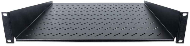 Intellinet 19" Cantilever Shelf, 2U, 2-Point Front Mount, 400mm Depth, Vented, Max 25kg, Black, Three Year Warranty 766623712514