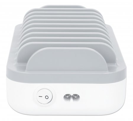 Manhattan Charging Station, 10x Ports: 3x USB-C (up to 18W PD) and 7x USB-A (up to 12W), 120W Total Output, White/Grey, Three Year Warranty, Box 766623180856