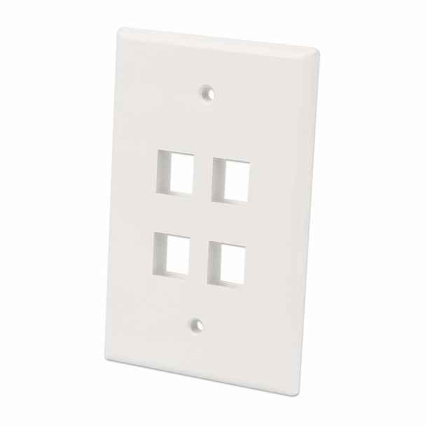 Intellinet 4-Outlet Oversized Keystone Wall Plate, Ivory 766623772594