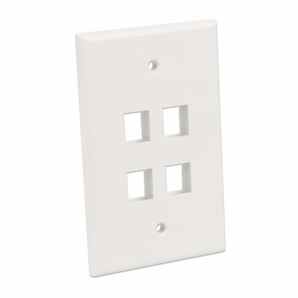Intellinet 4-Outlet Oversized Keystone Wall Plate, Ivory 766623772594