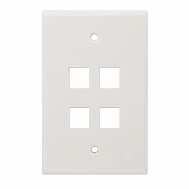 Intellinet 4-Outlet Oversized Keystone Wall Plate, Ivory 766623772594