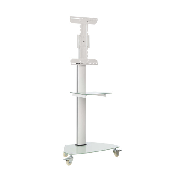 Tripp Lite DMCS3770SG75W Premier Rolling TV Cart for 37” to 70” Displays, Frosted Glass Base and Shelf, Locking Casters, White 10037332275490