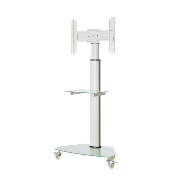 Tripp Lite DMCS3770SG75W Premier Rolling TV Cart for 37” to 70” Displays, Frosted Glass Base and Shelf, Locking Casters, White 10037332275490