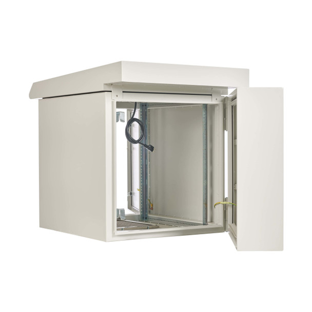 Tripp Lite SmartRack Industrial Enclosure with Lock - NEMA 3R, Wall Mount, Metal Construction, Hinged Back, Internal Fans, 28 in. Depth, 12U, Gray 037332277855