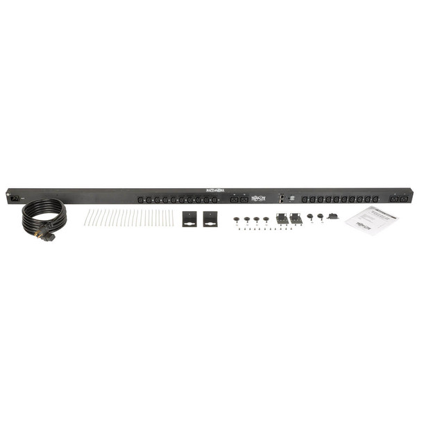 Tripp Lite PDUMNV20HVLX 3.7kW Single-Phase 208/230V Monitored PDU - LX Platform, 20 C13, 4 C19 Outlets, C20 Input with L6-20P Adapter, 0U 1778mm Height, TAA 037332205339
