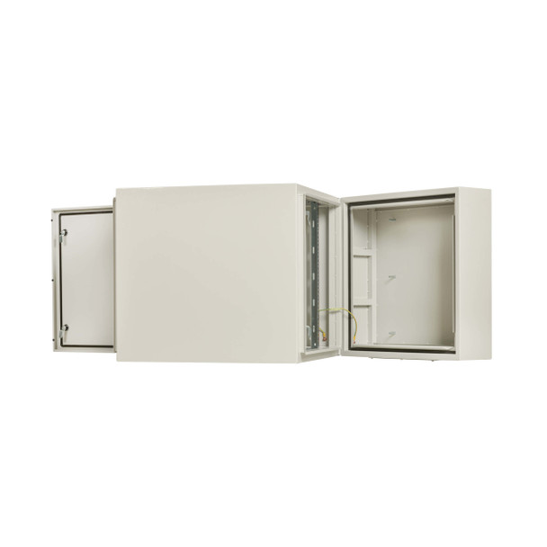 Tripp Lite SRN4G12USDP SmartRack Industrial Enclosure with Lock - NEMA 4, Wall Mount, Metal Construction, Hinged Back, 32 in. Depth, 12U, Gray 037332277176