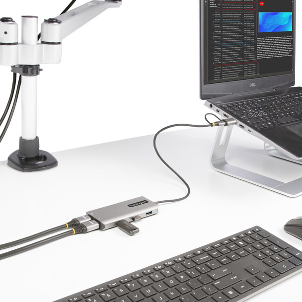 StarTech.com USB-C Multiport Adapter w/Attached USB-C to USB-A Dongle, Dual HDMI (4K30Hz/1080p60Hz), 3x USB-A 5Gbps, Mini Travel Dock, Laptop Docking Station, 1.3ft/40cm Cable 065030901260