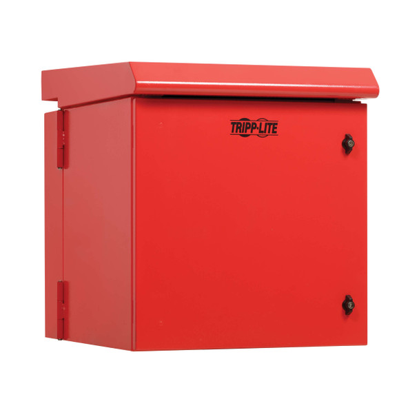 Tripp Lite SmartRack Industrial Enclosure with Lock - NEMA 3R, Wall Mount, Metal Construction, Hinged Back, Internal Fans, 28 in. Depth, 12U, Red 037332278012