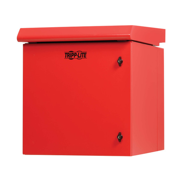 Tripp Lite SmartRack Industrial Enclosure with Lock - NEMA 3R, Wall Mount, Metal Construction, Hinged Back, Internal Fans, 28 in. Depth, 12U, Red 037332278012
