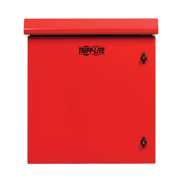Tripp Lite SmartRack Industrial Enclosure with Lock - NEMA 3R, Wall Mount, Metal Construction, Hinged Back, Internal Fans, 28 in. Depth, 12U, Red 037332278012