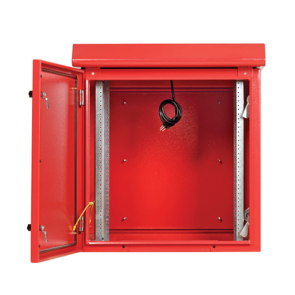 Tripp Lite SmartRack Industrial Enclosure with Lock - NEMA 3R, Wall Mount, Metal Construction, Hinged Back, Internal Fans, 28 in. Depth, 12U, Red 037332278012