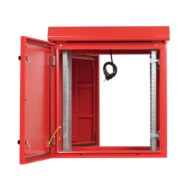 Tripp Lite SmartRack Industrial Enclosure with Lock - NEMA 3R, Wall Mount, Metal Construction, Hinged Back, Internal Fans, 28 in. Depth, 12U, Red 037332278012