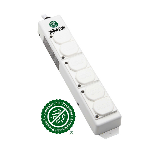 Tripp Lite Safe-IT UL 2930 Medical-Grade Power Strip for Patient Care Vicinity, 6 Hospital-Grade Outlets, Safety Covers, Antimicrobial, 6 ft. Cord, Dual Ground 037332262264