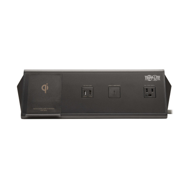 Tripp Lite Safe-IT 6-Port USB Charging Station - 2x USB-C 60W, 4x USB-A, 2x 5-15R, Wireless Charging, 1000 Joules, 10 ft. Cord, Antimicrobial Protection 037332271877