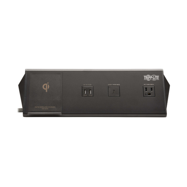 Tripp Lite Safe-IT 6-Port USB Charging Station - 2x USB-C 60W, 4x USB-A, 2x 5-15R, Wireless Charging, 1000 Joules, 10 ft. Cord, Antimicrobial Protection 037332271877