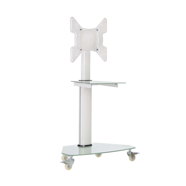 Tripp Lite DMCS3255SG62W Premier Rolling TV Cart for 32” to 55” Displays, Frosted Glass Base and Shelf, Locking Casters, White 037332275479