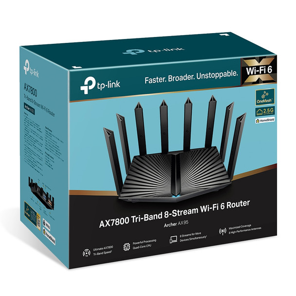 TP-Link Archer AX7800 Tri-Band 8-Stream Wi-Fi 6 Router 840030706431